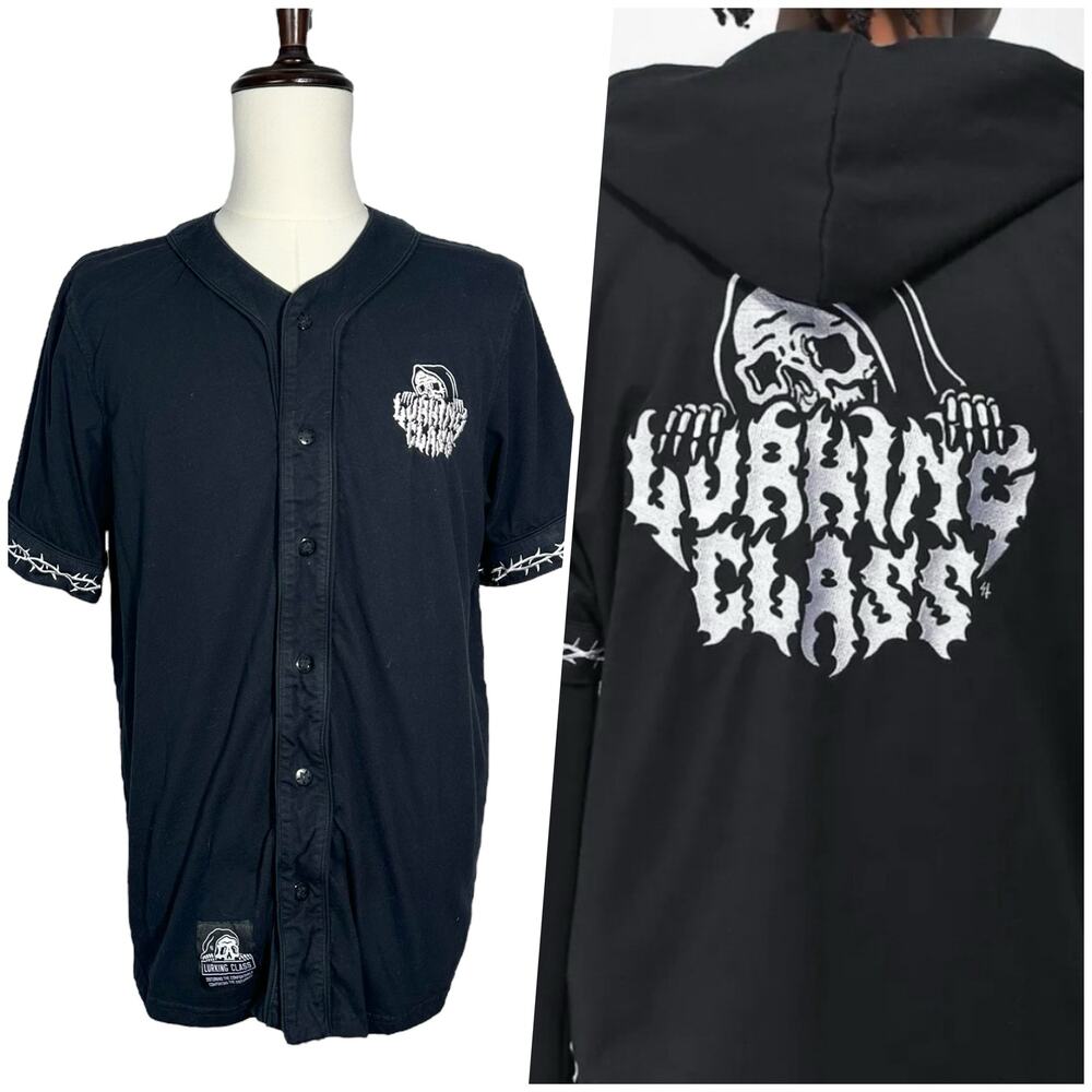 Lurking Class | Men | Sketchy Tank Lurker Black Embroidered Baseball Shirt | M-L